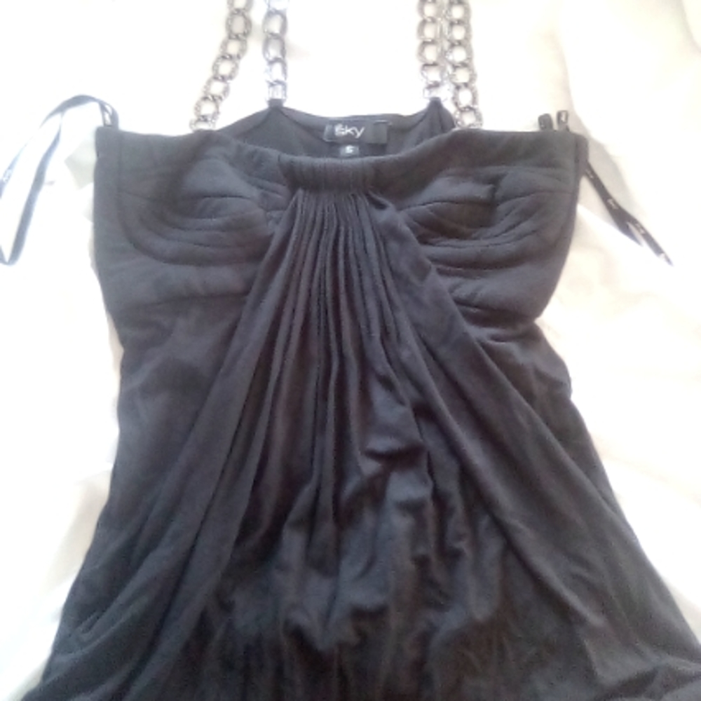 Sky Brand Black Chain Strap Crystal Top size S